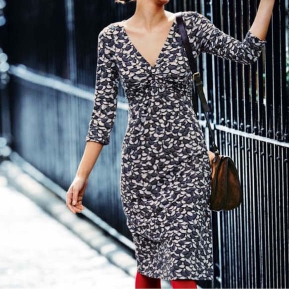 Boden Twist Front Purple Floral Printed Midi Dress US2P - Picture 4 of 4